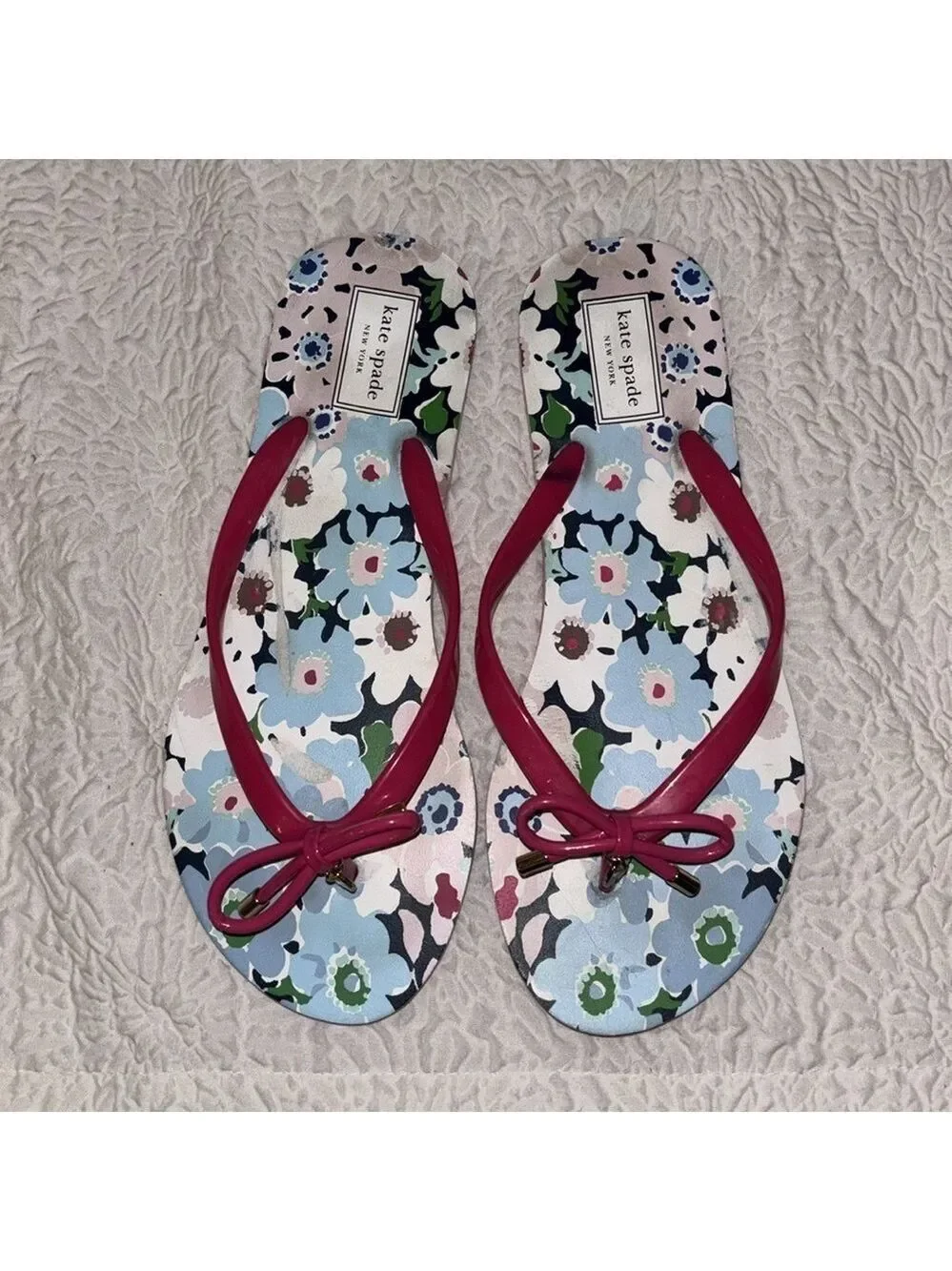 Kate Spade Nova Floral Print With Bow Flip Flop Sandals